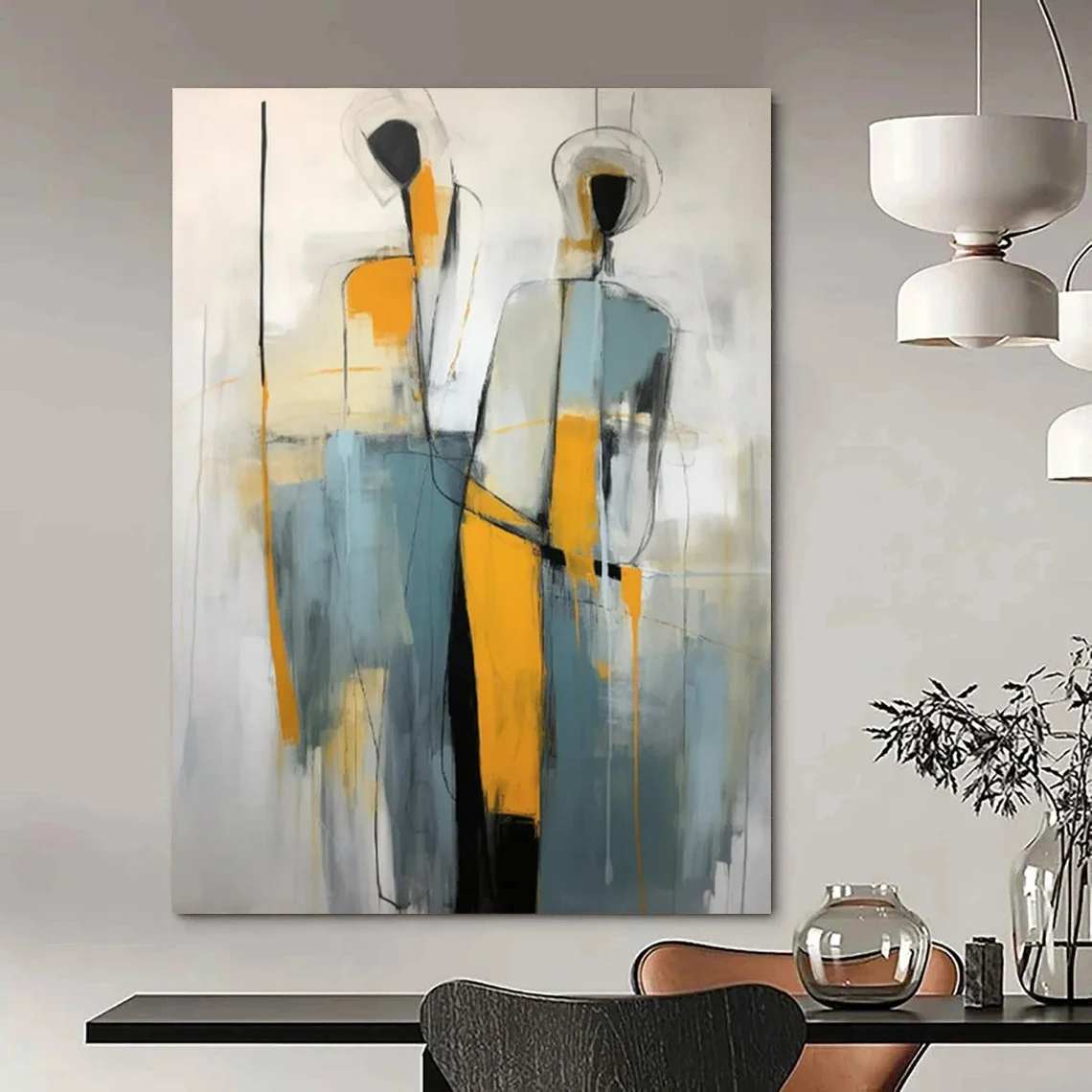 Blue Original Figure Expressionist Abstract Artwork 4YL2U